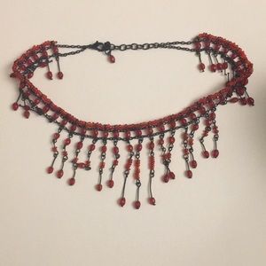 Red beaded necklace/choker